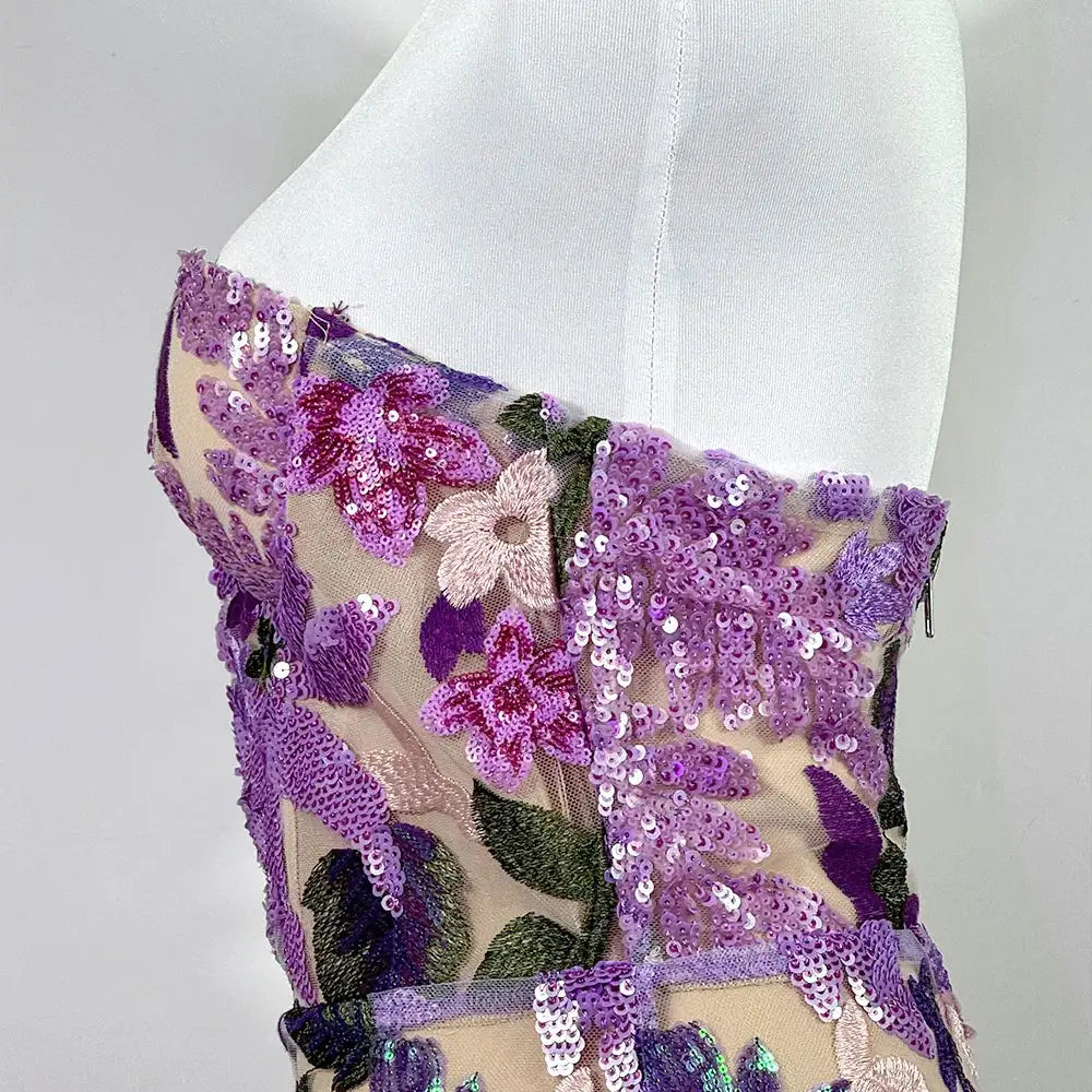 2025 Summer New Bra Heavy Industry Sequins Split Long Dress Women's Elegant Celebrity Club Party Evening Dress Wholesa - Lootquake