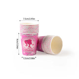 Décoration de fête d'anniversaire, vaisselle jetable rose, assiette en papier, gobelet, nappe, fournitures pour fête prénatale, anniversaire de fille