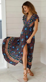 Vestido largo sexy con estampado de vacaciones de verano 2024 para mujer