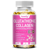 Cápsulas de colágeno con glutatión: aclaran la piel y previenen el envejecimiento. Favorecen la salud del cabello, la piel y las uñas. Sin OMG. Suplemento de glutatión.