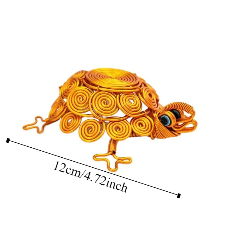 Sculpture Handmade Turtle Statue Woven Collectible Aluminum Wire Tortoise Figurine Crafts Cartoon Turtle Retro Ornaments