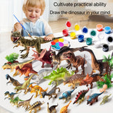 6pcs Coloring Dinosaur Plus 12 Color Paint Set Toys For Children Painting Diy Toys Doodle Handmade Educational Toys easter gift - Lootquake