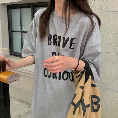 Harajuku Graphic White Long Dress Woman Clothing Y2k Casual Short Sleeve O-Neck Korean Fashion Summer Womens Loose Dresses 2024 - Lootquake