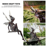 Flower Fairy Sculpture Garden Landscaping Yard Art Ornament Resin Turek Sitting Statue Outdoor Angel Figurines Craft Decoration