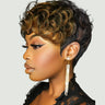 Black Women's Short Curly Elf Wig | Natural Wave Synthetic Wig (Black Color, Layered Elf Cut, Daily Use)