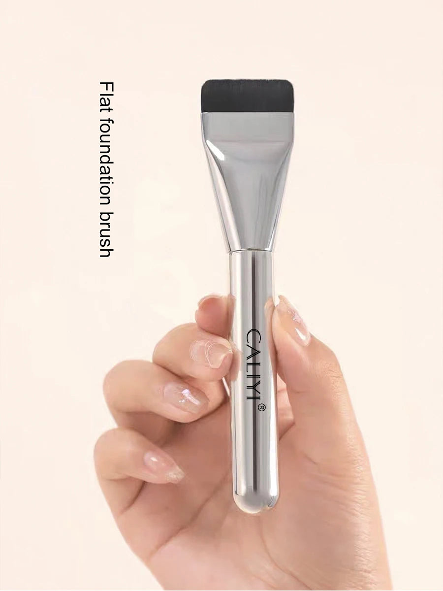 Brocha de base de cabeza plana, 1/3 ud., ultrafina, sin marcas, para maquillaje, herramientas cosméticas.
