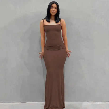 Dresses For Women 2023 Sexy Spaghetti Strap Black Long Dress Evening Y2k Sleeveless Solid Skinny Bodycon Maxi Vestidos - Lootquake