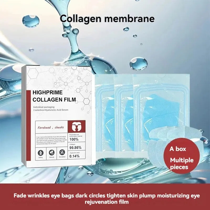 Membrana de colágeno que aclara arrugas, bolsas y ojeras, reafirma la piel y rejuvenece los ojos, dándole volumen e hidratación.