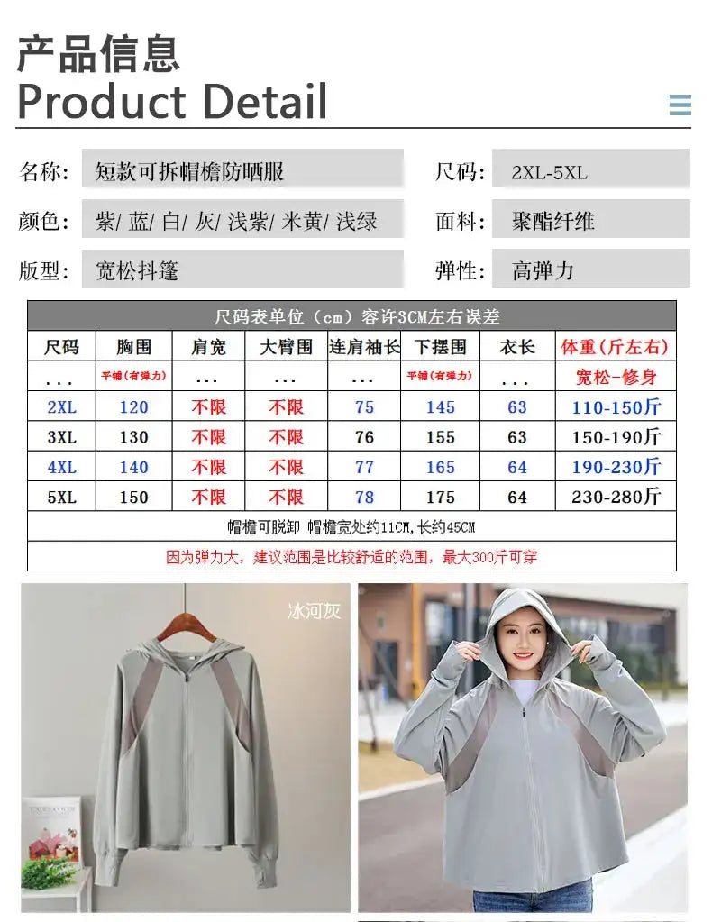 Ice Silk Sun UPF 50+ UV Protection Jacket Big Brim Thin Ice Silk Sun Protection Jackets UV Protection Hooded Windbreaker 4XL 5XL - Lootquake
