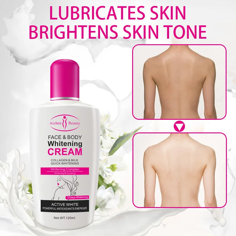 Crema blanqueadora de colágeno para rostro y cuerpo, hidratante para piel, aclarante de senos y piel clara.