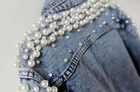 Pearl Denim Coat Women Cotton Spring Autumn Ropa Cardigan Jeans Punk Gothic Bomber Jacket Windbreaker Y2k Women Jackets Korean - Lootquake