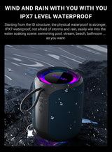 Altavoz Bluetooth portátil, subwoofer estéreo de 360 grados, resistente al agua IPX7, con iluminación, compatible con TF, TWS, inalámbrico, 40 W, para exteriores.