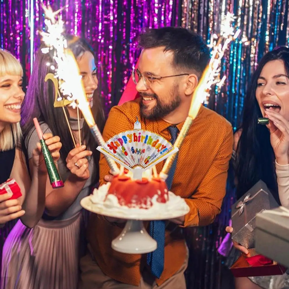 Bougie d'anniversaire en forme d'éventail, fournitures de bougies d'anniversaire, décoration de gâteau d'anniversaire, bougies amusantes pour la décoration du thème d'anniversaire