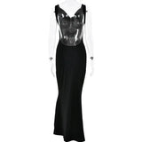 Sibybo Fashion Elegance Sleeveless Backless Long Dress Basics Solid Color Skinny Robe 2024 Temperament Women Club Party Dresses - Lootquake