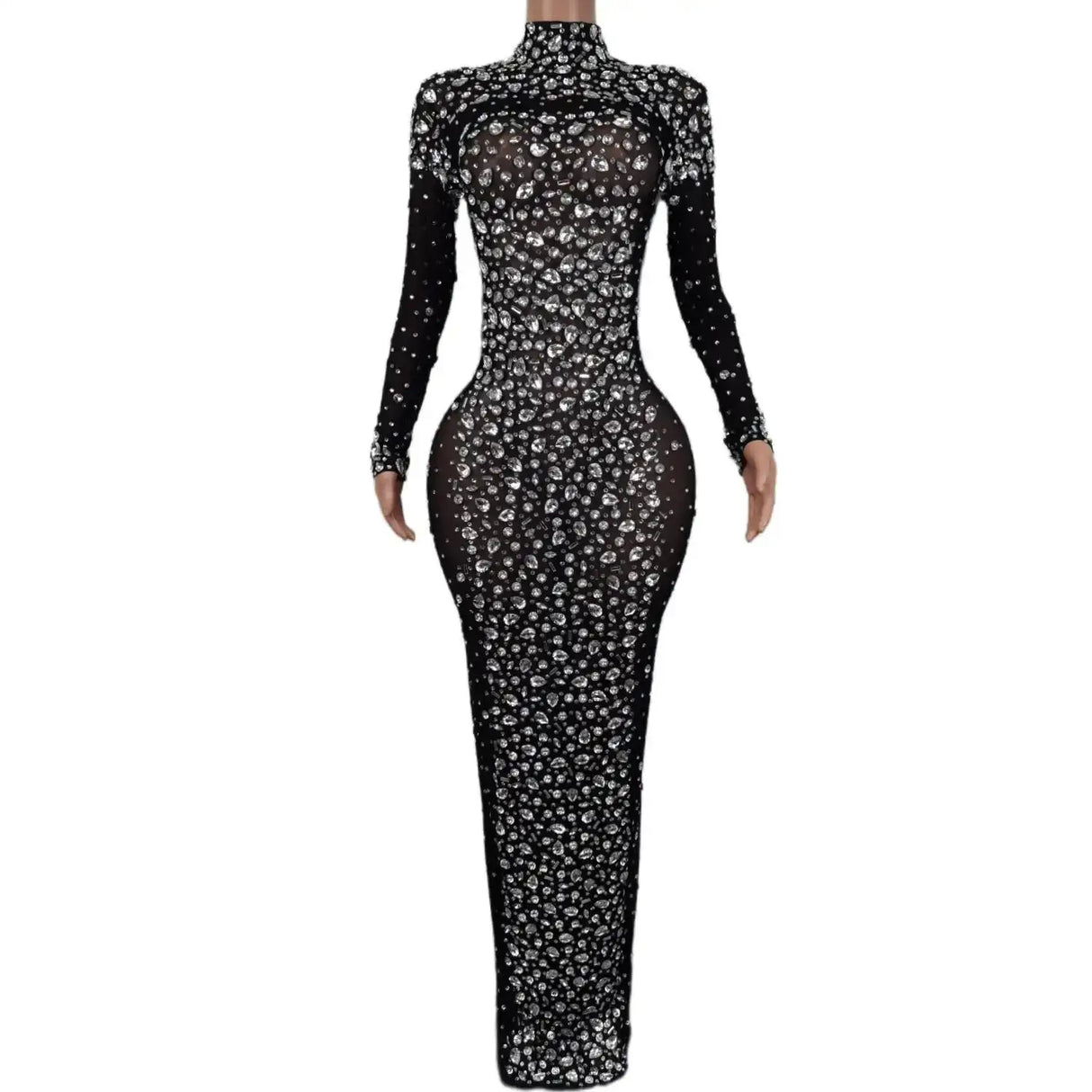 Sexy Party Banquet Evening Dresses Women Sparkly Rhinestone Long Dress Nightclub Singer Stage Costume Festival Clothing Cuixing - Lootquake