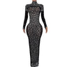 Sexy Party Banquet Evening Dresses Women Sparkly Rhinestone Long Dress Nightclub Singer Stage Costume Festival Clothing Cuixing - Lootquake