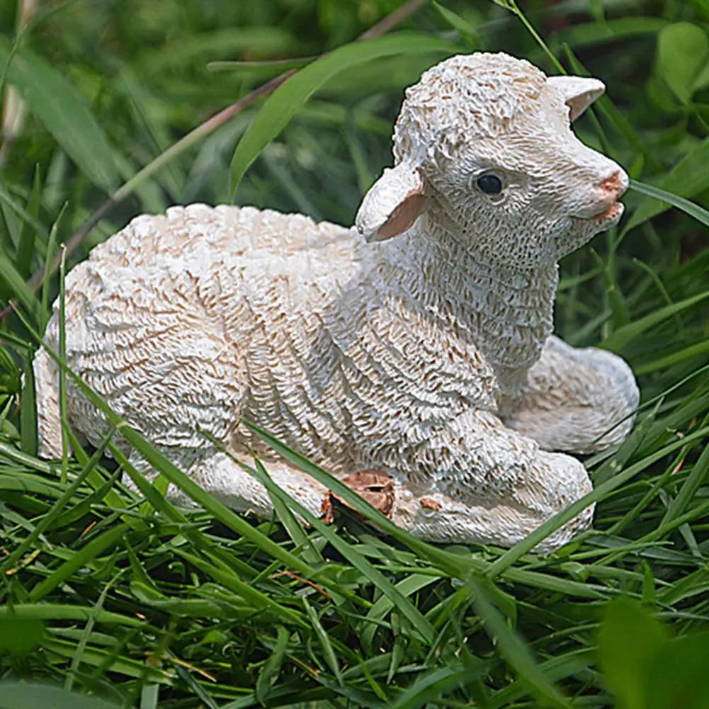Sheep Sculpture  Cute Micro Landscape Sheep Sculpture  Synthetic Resin Animal Figurine