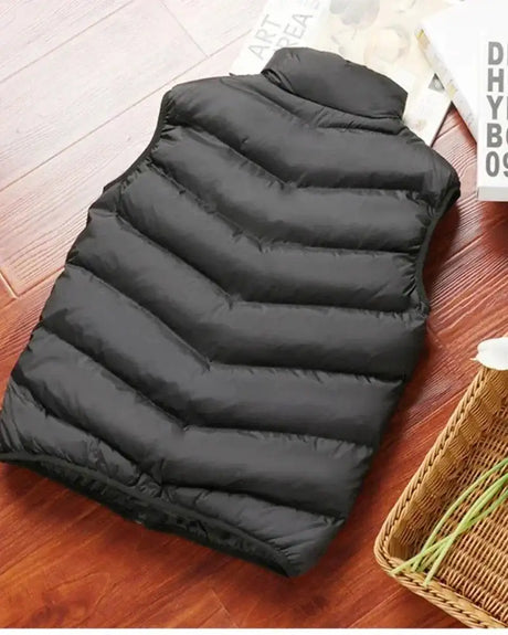2024 New Puffer Sleeveless Coats Mens Solid Color Down Jacket Winter Warm Vest Jacket Men Waistcoat Outwear Windbreaker Clothing - Lootquake