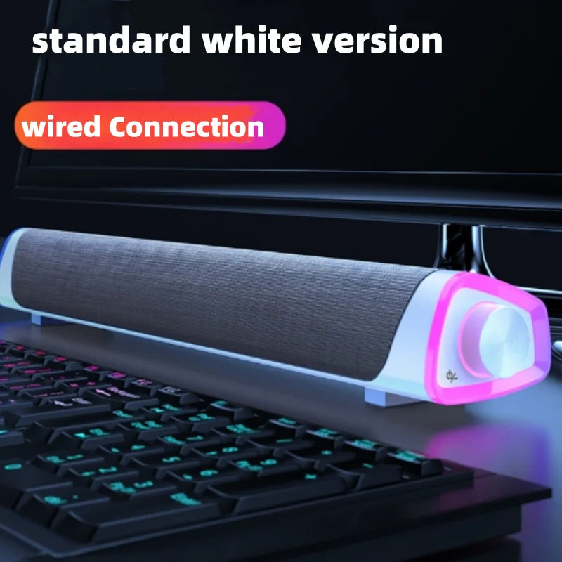 Enceinte Bluetooth sans fil, barre de son stéréo 4D, enceintes surround pour ordinateur portable, projecteur, PC, lecteur de musique, prise auxiliaire 3,5 mm, câble USB