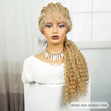 28" Blonde Knotless Cornrow Braids Wig with Curly Ends | Lace Frontal | Baby Hair