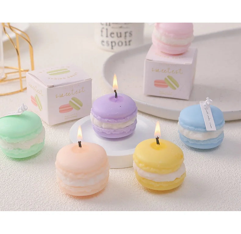 Velas de aromaterapia con diseño creativo de macarrones (2025), colección de fragancias para el hogar, adornos decorativos, regalos de Navidad y cumpleaños.