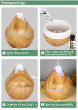 350ML USB aroma oil diffuser wood electric humidifier ultrasonic air humidifier mini aromatherapy LED light mist maker for home