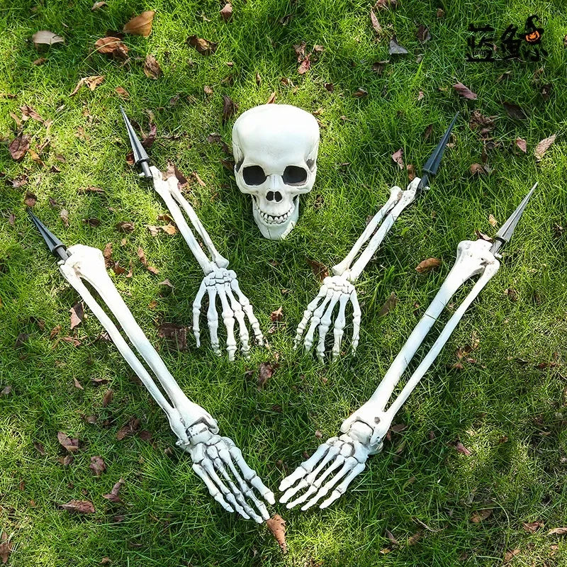 2025 Halloween Decoration Scary Skull Skeleton Hand Bone Realistic Skull Pile Yard Lawn Pile Garden Cemetery Home Decor