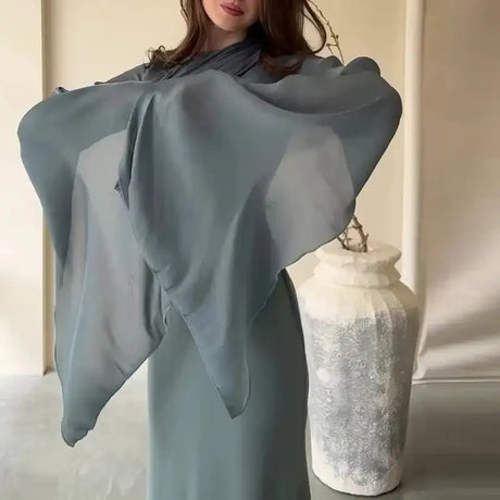Fashion Satin Solid Robe Dress Ladies Temperament O-neck Slim Evening Dress Elegant Batwing Sleeves High Waist Pleats Long Dress - Lootquake