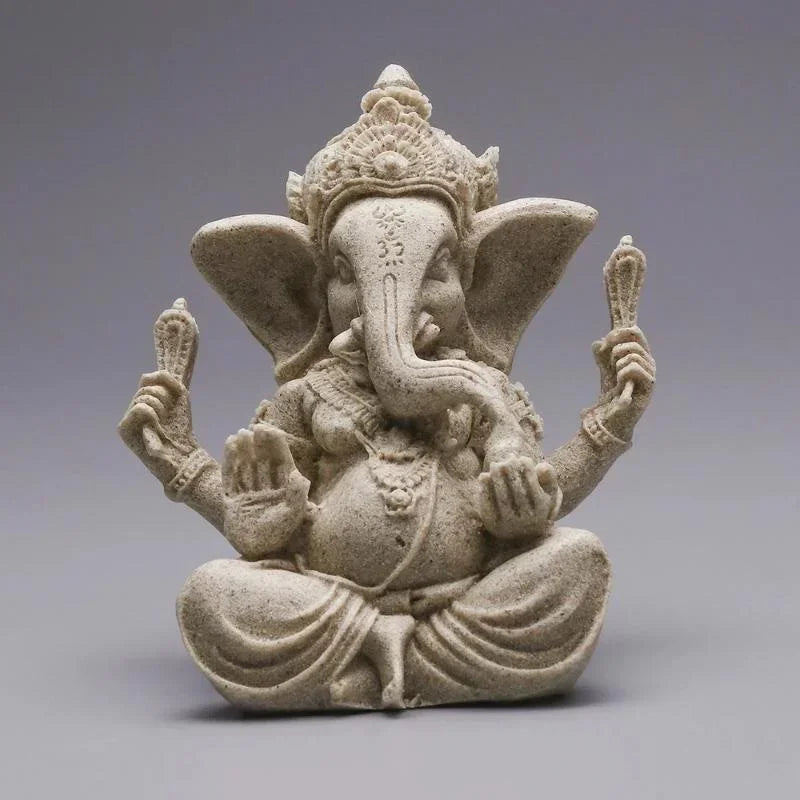 Estatua de elefante de Buda Ganesha de piedra arenisca, escultura hecha a mano, figura de elefante, accesorios de decoración del hogar