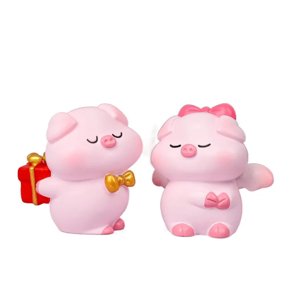 Crafts Resin Couple Piggy Ornament Cute Cartoon Pig Statue Creative Lovely Animal Sculpture Office