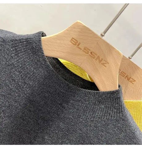 Half High Collar T-shirts Flying Sleeve Design Slim Knitted Sleeveless Top Women Simple Comfortable White T-shirts Summer 2025 - Lootquake