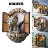 Escultura gigante de resina con forma de dragón para césped, estatua creativa de dragón de fantasía gótica, estatua artística para jardín, patio, decoración de jardín