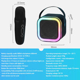 Máquina de karaoke Bluetooth 5.3 con micrófono inalámbrico y luces LED ajustables, mini altavoz para niños y adultos.