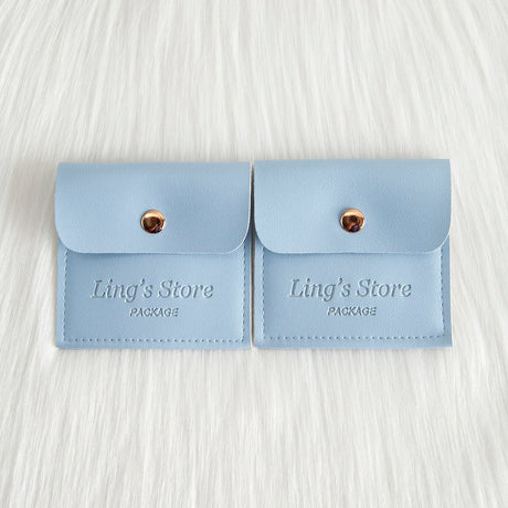 50/100Pcs Custom Logo 8x8cm PU Leather Jewelry Snap Bag Gold Button Pouches Ring Earring Necklace Wedding Favors Gift Organizer - Lootquake