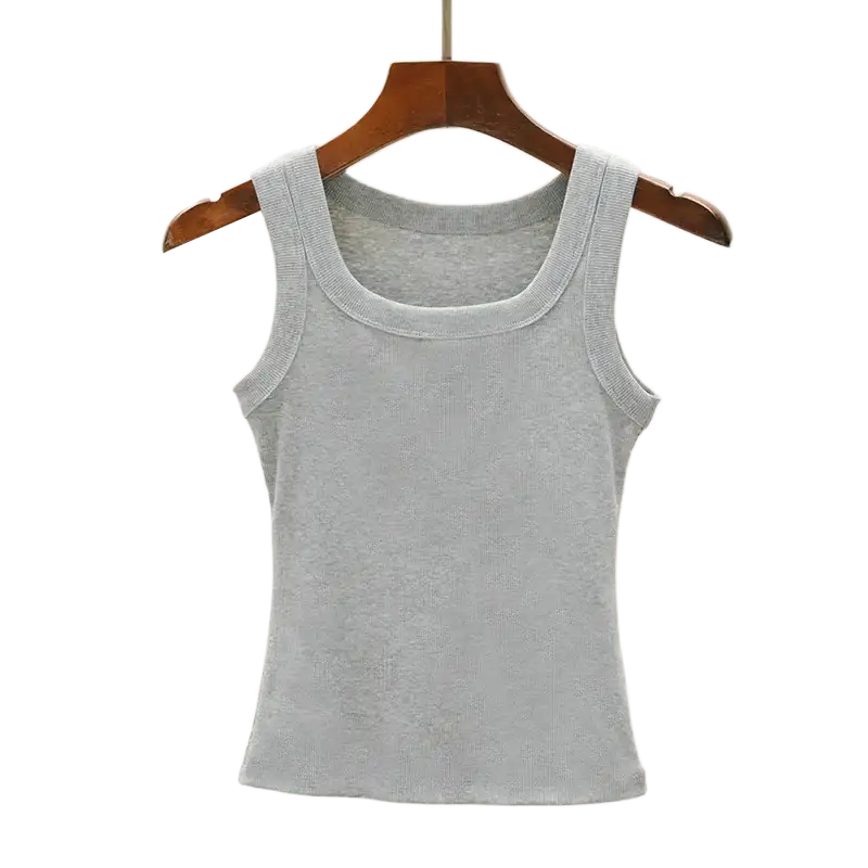Camisola de algodón suave para mujer, conjunto de verano, camiseta ajustada y sexy, camiseta de punto y top sin mangas para exteriores