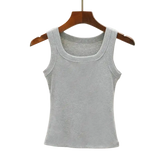 Camisola de algodón suave para mujer, conjunto de verano, camiseta ajustada y sexy, camiseta de punto y top sin mangas para exteriores