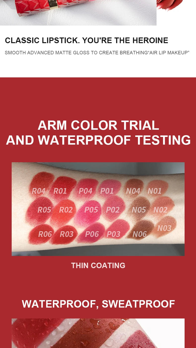 Matte Lipstick, 18-Color, Long-Lasting, Non-Stick Cup, Fade-Resistant, Velvety Texture, Luxurious Hydrating Lip Makeup For All-D