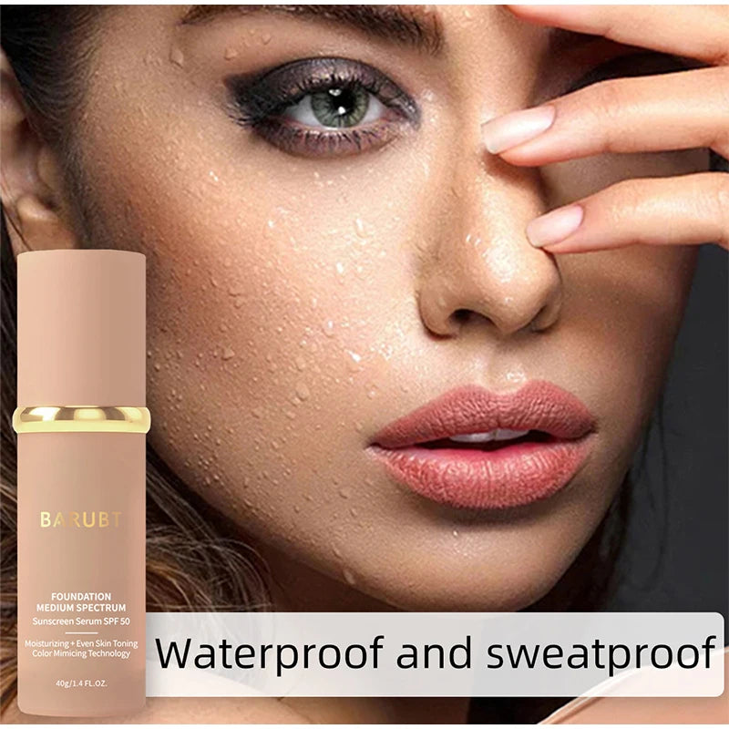 Fond de teint bionique 4 en 1, anti-cernes liquide, hydratant, couvrance totale, longue tenue, waterproof, spectre SPF50+, imite les couleurs