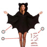 Halloween Women's Bat Dressup Costume Vampire Bat Cosplay Costume Anime Horror Dress Free Black Sexy Socks and Scar Sticker Gift