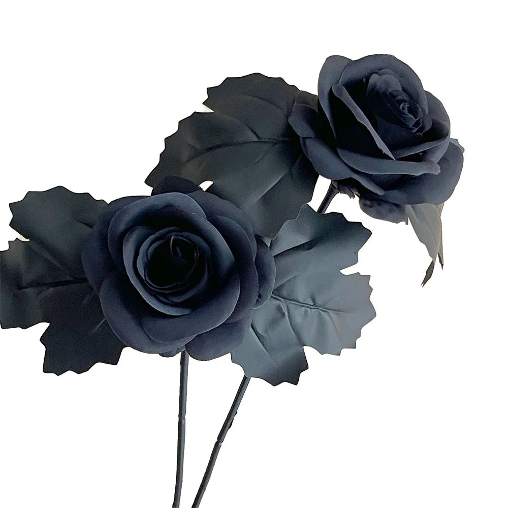 Halloween Decoration Artificial Flowers Bouquet With Pumpkins & Black Roses, Halloween Table Centerpiece For Dining Living Room