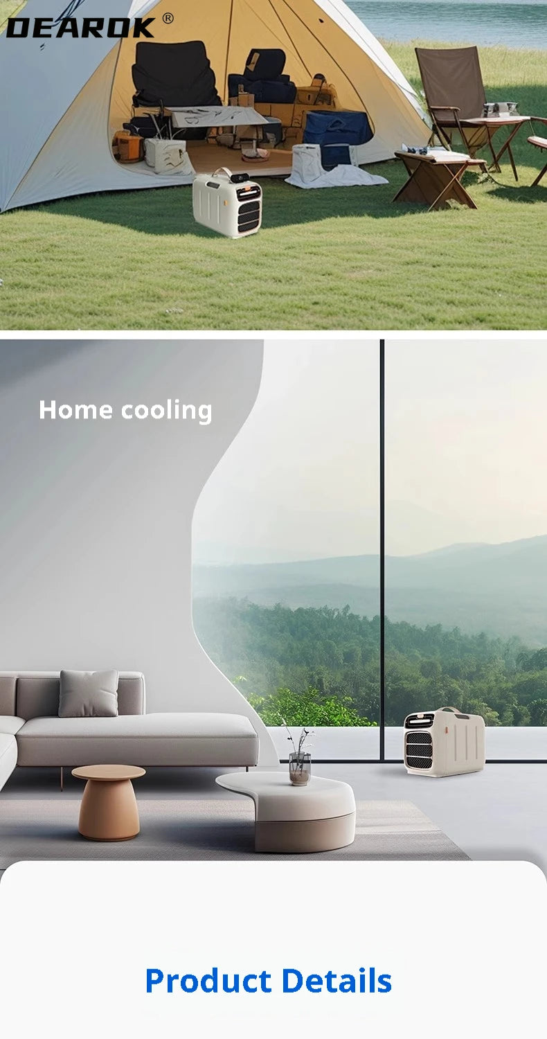 Aire acondicionado portátil para habitación, tienda de campaña, 1400 W, R290/80 g, 1-12 h