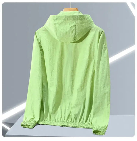 2023 Summer Men's Windbreaker Big Size Sun Protection Clothing Korean Style Ultra-thin Streetwear Zipper Hooded Jackets Man - Lootquake
