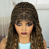 36" Blonde Boho Knotless Braids Wig | Curly Ends | HD Full Lace | Baby Hair