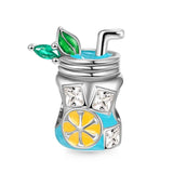 Dije de plata de ley 925 con forma de café, vino tinto, cafetera, copa de champán, compatible con pulseras colgantes originales, joyería DIY para mujer.