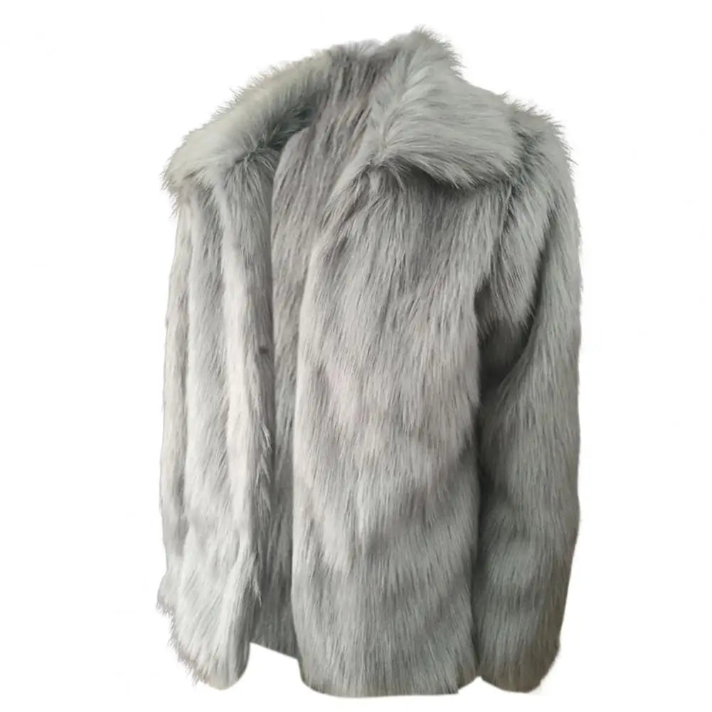 Imitation Fur Men Jacket Lapel Long Sleeve Thermal Retro Coat Windproof Fox Fur Lapel Men's Casual Slim Coat Jaqueta Motoqueiro - Lootquake