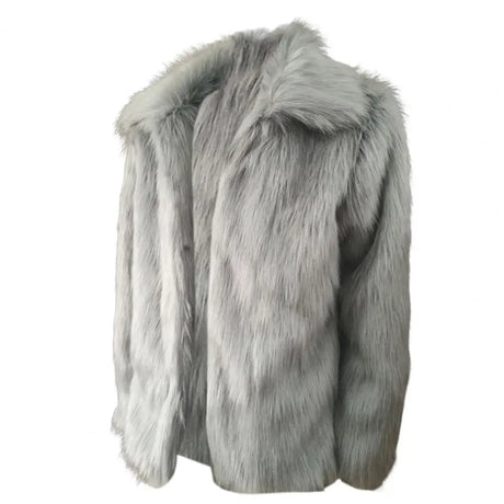 Imitation Fur Men Jacket Lapel Long Sleeve Thermal Retro Coat Windproof Fox Fur Lapel Men's Casual Slim Coat Jaqueta Motoqueiro - Lootquake