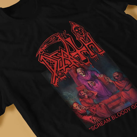 Funny Death Scream Bloody Gore T-Shirt Men Round Neck 100% Cotton T Shirts Sabbath Short Sleeve Tee Shirt Gift Tops - Lootquake
