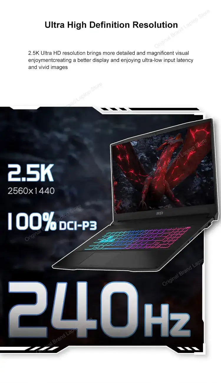 2024 MSI Katana A17 AI Laptop 17.3 Inch 2.5K QHD 240Hz IPS Screen Netbook AMD Ryzen R9-8945HS 16GB 1TB RTX4060 Gaming Notebook - Lootquake