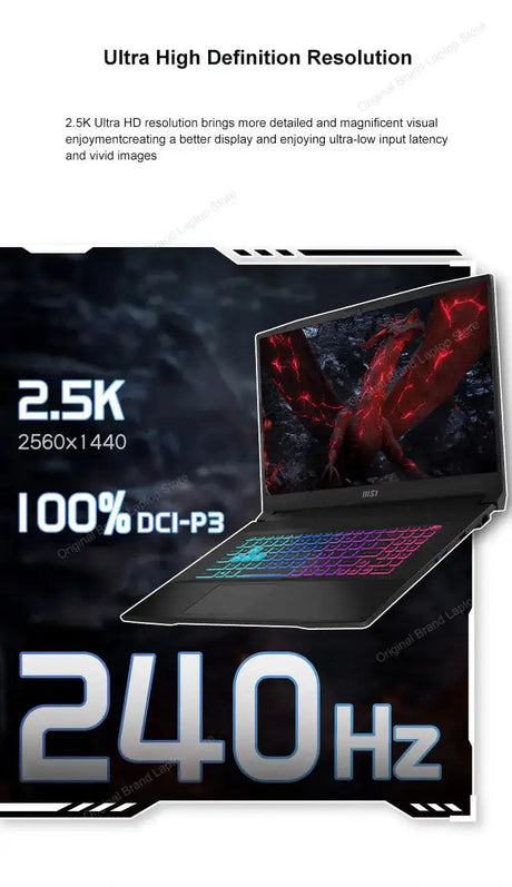 2024 MSI Katana A17 AI Laptop 17.3 Inch 2.5K QHD 240Hz IPS Screen Netbook AMD Ryzen R9-8945HS 16GB 1TB RTX4060 Gaming Notebook - Lootquake