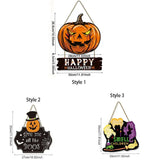 Party Decor Wooden Halloween Pumpkin Door Sign Funny Cute Pumpkin Hanger Wreath Cartoon Creative Door Hanging Pendant Kids